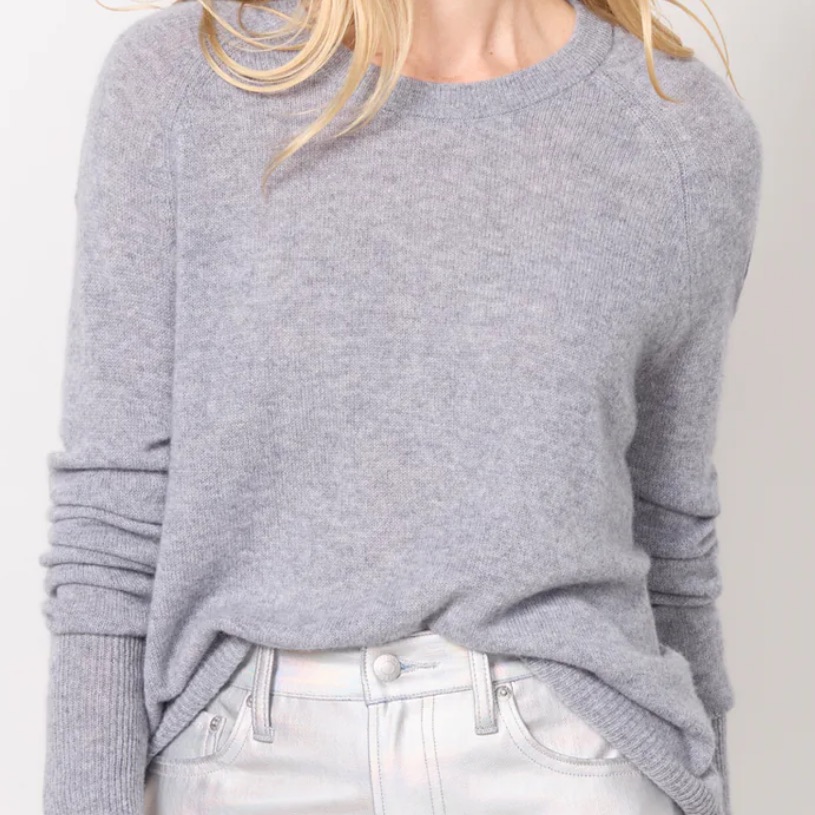 Evereve Edith Cashmere Pullover Crewneck Sweater Heather Gray Size Medium